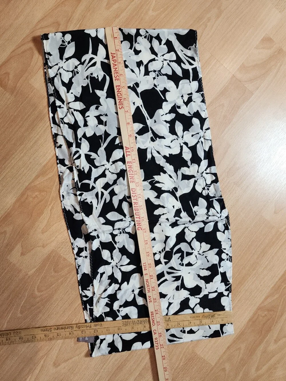 J. Jill 100% Silk Infinity Scarf Black White Floral